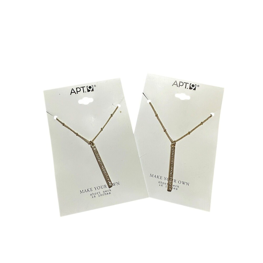 Apt.9 Gold Bar Necklace X2 16” +3” extender NWT  Minimalist, Versatile